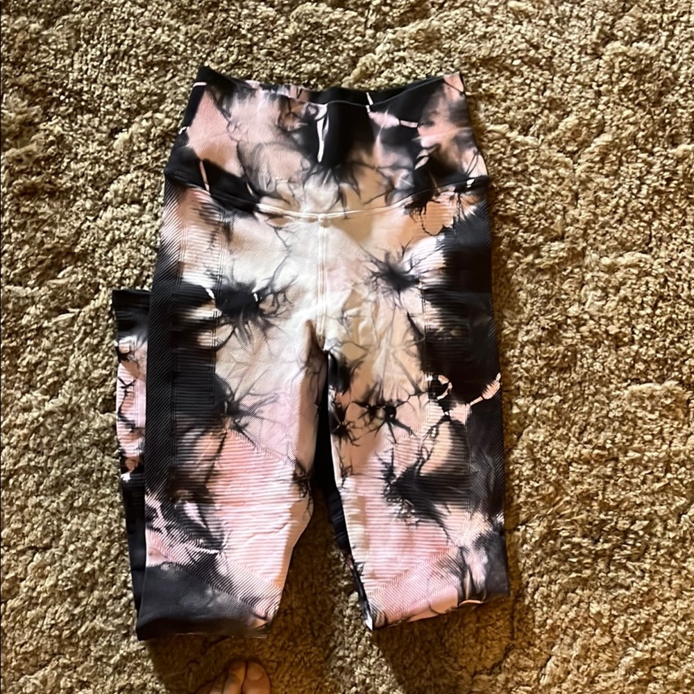 SoulCycle Black and Pink Artistic Leggings